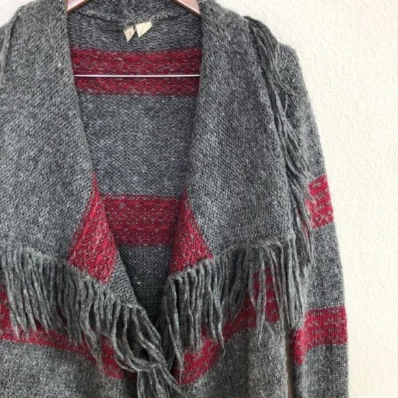 Anthropologie Moth striped open front duster cardigan with fringed trim size XS - Picture 6 of 10